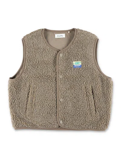 American Vintage Boy's Fleece Vest With Snap Front In Muscade