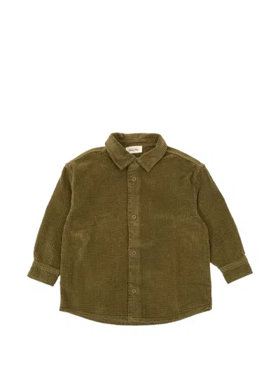 American Vintage Kids' Buttoned Corduroy Shirt In Green