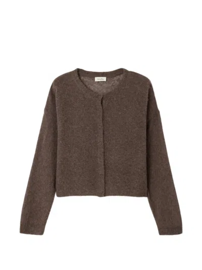 American Vintage Buttoned Crew-neck Cardigan In Brown
