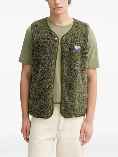 American Vintage Buttoned Patch Gilet In Green