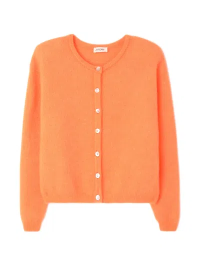 American Vintage Buttoned Ribbed Cardigan In Orange