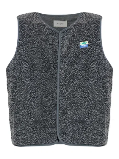 American Vintage Hoktown Press-stud Faux-shearling Gilet In Gray