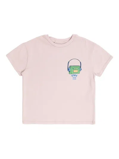 American Vintage Kids' Cassette-player Print T-shirt In Pink