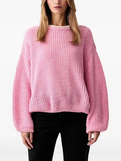 American Vintage Chunky-knit Crew-neck Sweater In Pink