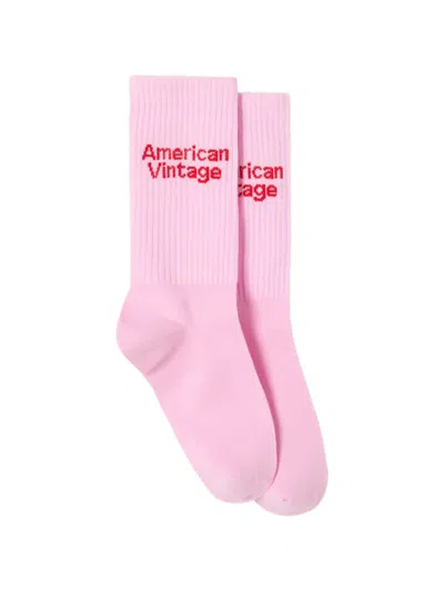 American Vintage Clypsun Logo Socks In Pink