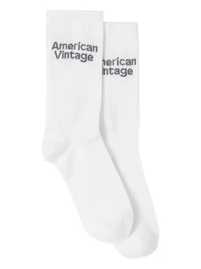 American Vintage Clypsun Logo Socks In White