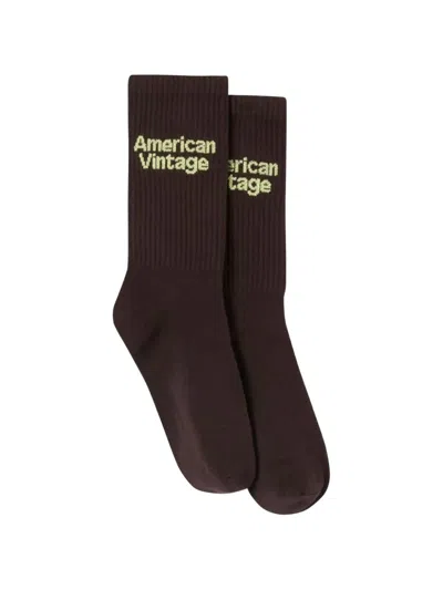 American Vintage Clypsun Logo-detail Socks In Brown