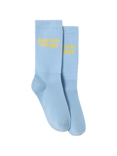 American Vintage Clypsun Logo-intarsia Socks In Blue