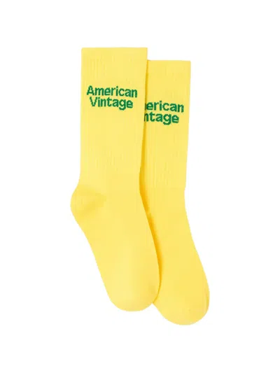 American Vintage Clypsun Logo-knit Socks In Yellow