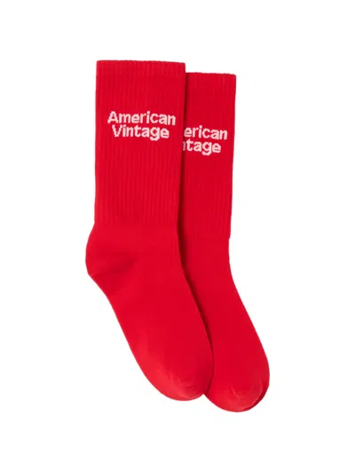 American Vintage Clypsun Ribbed Socks In Red
