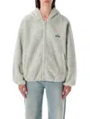 American Vintage Hoktown Teddy-fleece Zip-up Hoodie In Gray
