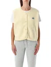 American Vintage Sleeveless Fleece Gilet Side Pockets In Nude