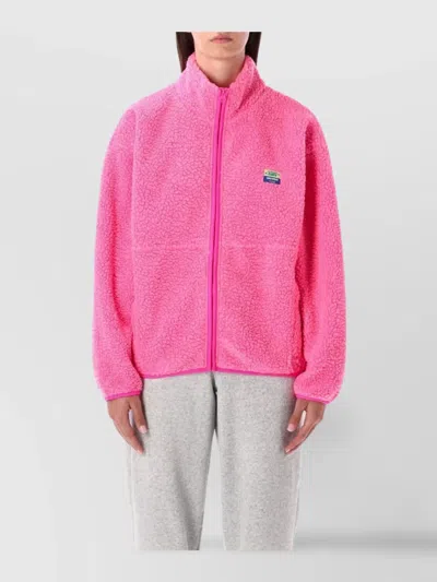 American Vintage Cozy Teddy Pile Jacket With High Collar In Pink