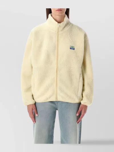 American Vintage Cozy Teddy Pile Jacket With High Collar In Yellow