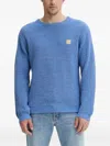 American Vintage Crashway Ribbed-knit Logo-patch Sweater In Blue