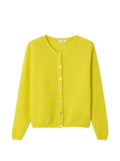 American Vintage Crew-neck Long-sleeve Cardigan In Yellow