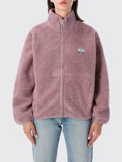 American Vintage Cropped Fleece Jacket With High Neck And Zip Closure In Pink