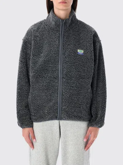 American Vintage Cropped Fleece Jacket With High Neck And Zip Closure In Gray