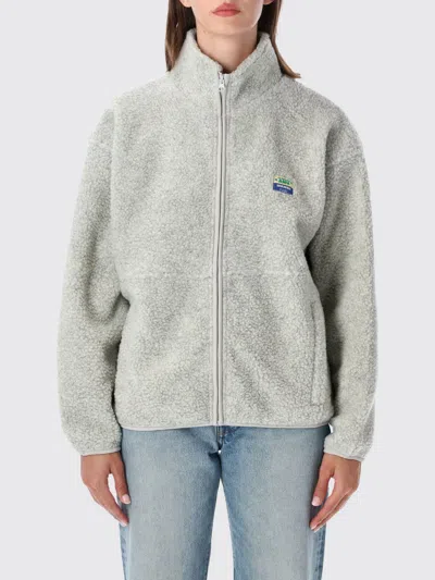 American Vintage Cropped Fleece Jacket With High Neck And Zip Closure In Green