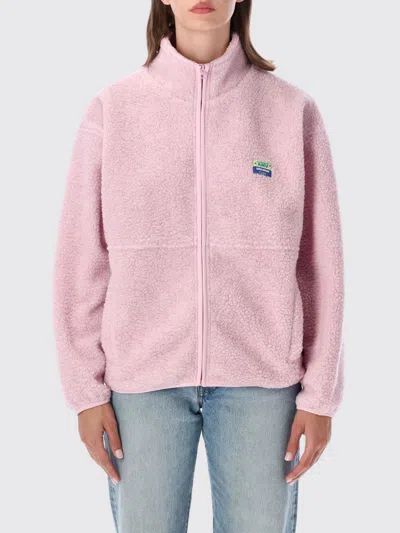 American Vintage Cropped Fleece Jacket With High Neck And Zip Closure In Pink