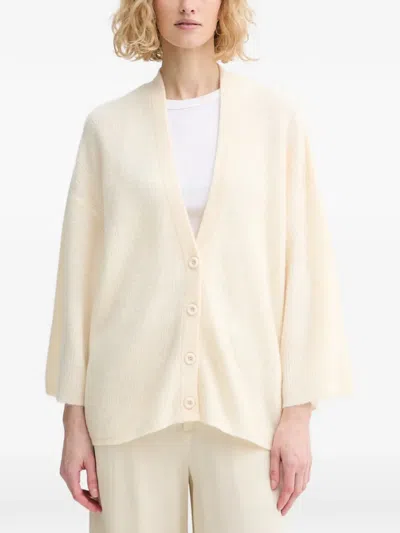 American Vintage Damsville Ribbed-knit V-neck Cardigan In White