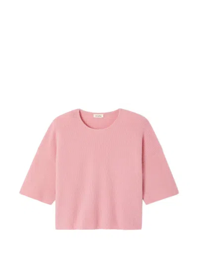 American Vintage Damsville Short-sleeve Sweater In 핑크