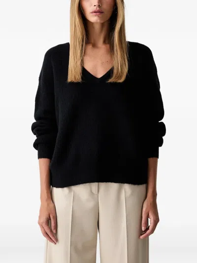 American Vintage Damsville V-neck Knitted Sweater In Black