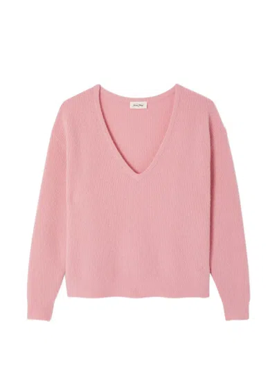 American Vintage Damsville V-neck Sweater In 핑크