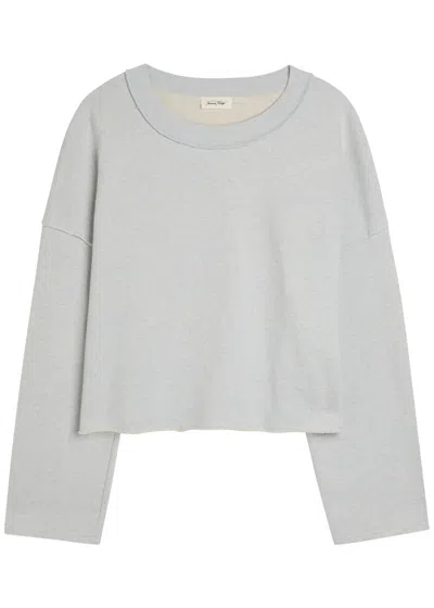 American Vintage Dantown Cropped Cotton Sweatshirt In Blue