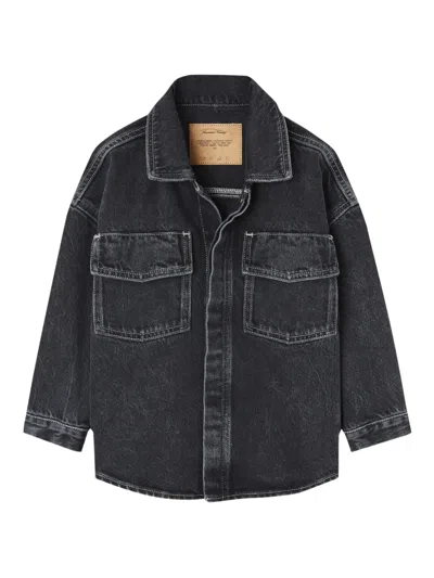 American Vintage Kids' Denim Shirt In Black