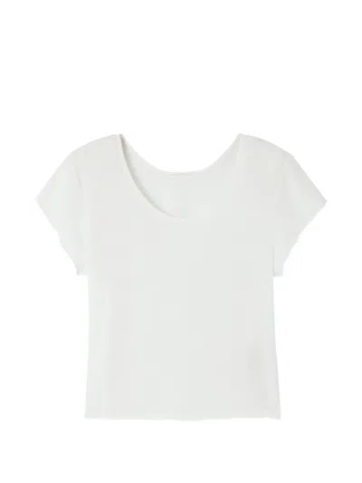 American Vintage Dualy Round-neck Short-sleeve Linen T-shirt In White