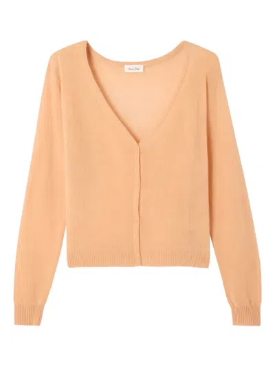 American Vintage Dumy V-neck Cardigan In Orange