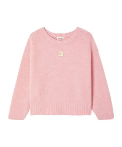 American Vintage East Logo Patch Knitted Sweater In Pink