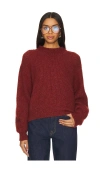 American Vintage East Mock Neck Pullover In Lie De Vin Chine