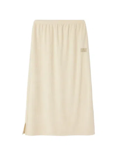 American Vintage Embroidered A-line Midi Skirt In White