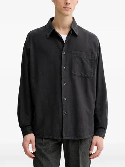 American Vintage Enyway Pocket Collared Shirt In Black