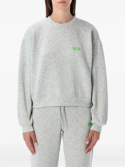 American Vintage Evona Crew-neck Embroidered Sweatshirt In Gray