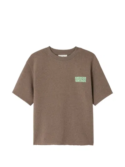 American Vintage Kids' Evona Crew-neck T-shirt In Brown