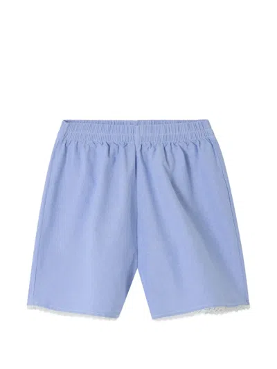 American Vintage Feoly Elasticated Cotton Mini Shorts In Blue