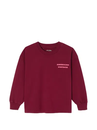 American Vintage Kids' Fizvalley Logo-detail Sweatshirt In Burgundy