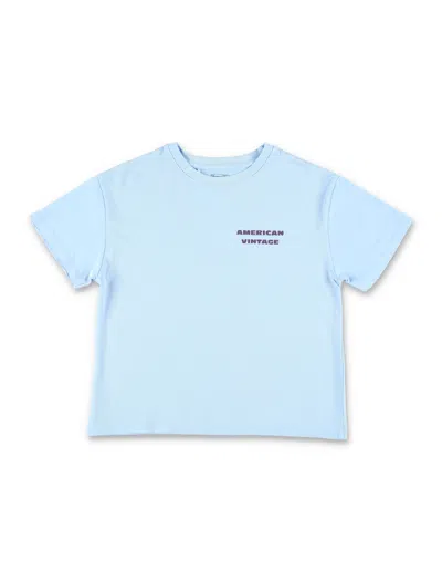 American Vintage Fizvalley Mini Logo T-shirt For Boys In Iceberg Vintage