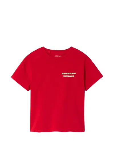 American Vintage Kids' Fizvalley Print Round-neck T-shirt In Red