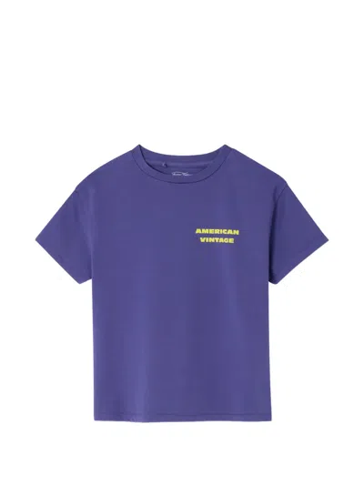 American Vintage Kids' Fizvalley Round-neck Print T-shirt In Purple