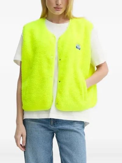 American Vintage Fleece Button-fastening Vest In Green