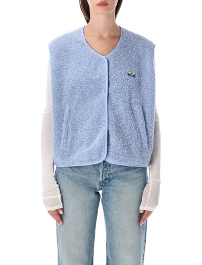 American Vintage Fleece Button-front Vest In Blu
