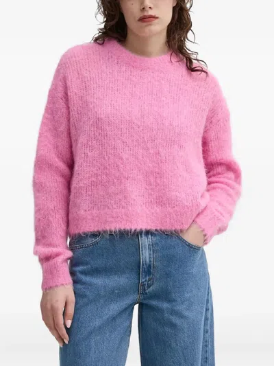 American Vintage Fluffy Crew-neck Jumper In Pink