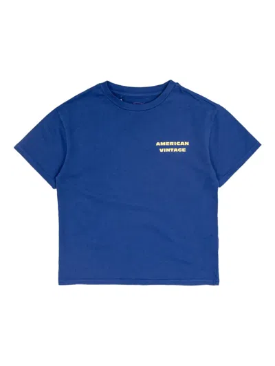 American Vintage Kids' Football-print T-shirt In Blue