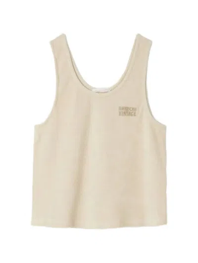 American Vintage Fuxow Logo-embroidered Terry-cloth Tank Top In Neutral