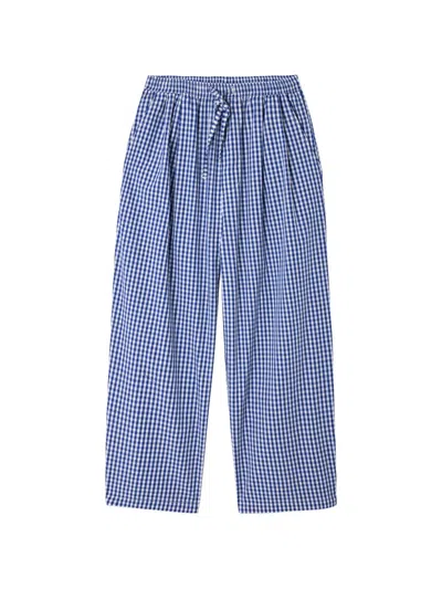 American Vintage Gingham Balloon Palazzo Pants In Blue