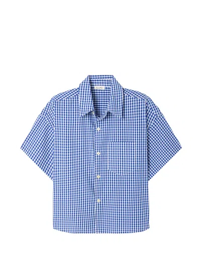American Vintage Gingham-check Short-sleeve Shirt In Blue